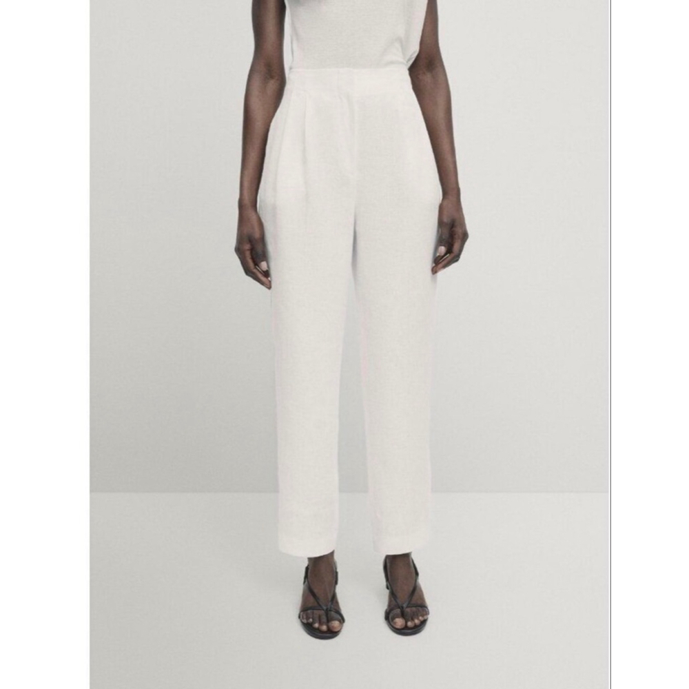 NWT Women's Massimo Dutti White Linen Trousers Size 4 - Picture 13 of 13